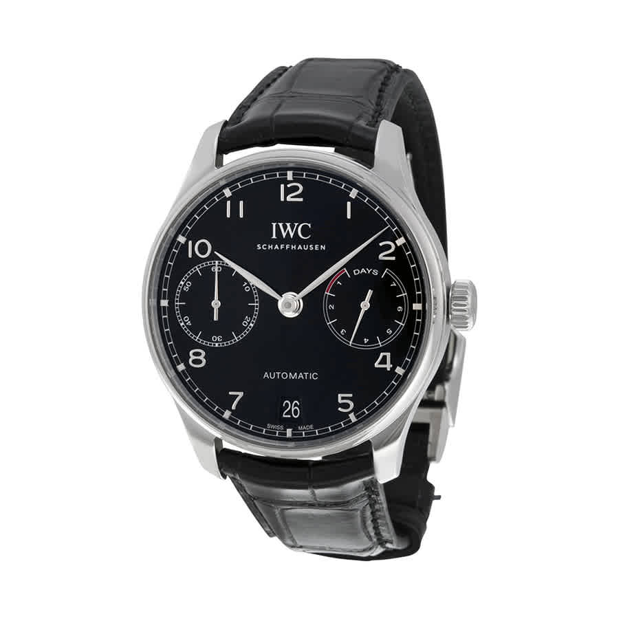 IWC SCHAFFHAUSEN IWC PORTUGIESER AUTOMATIC BLACK DIAL MENS WATCH IW500703