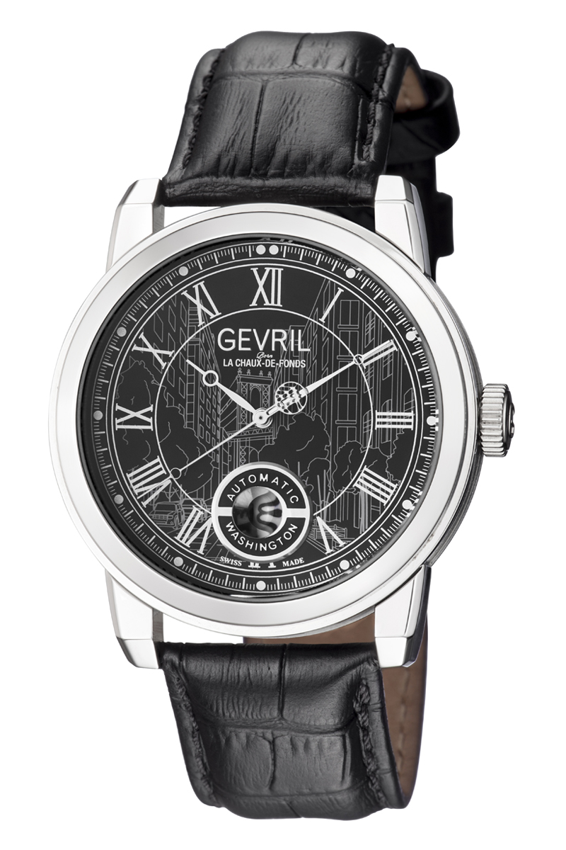 Gevril Washington Automatic Black Dial Mens Watch 2621l In Black,silver Tone