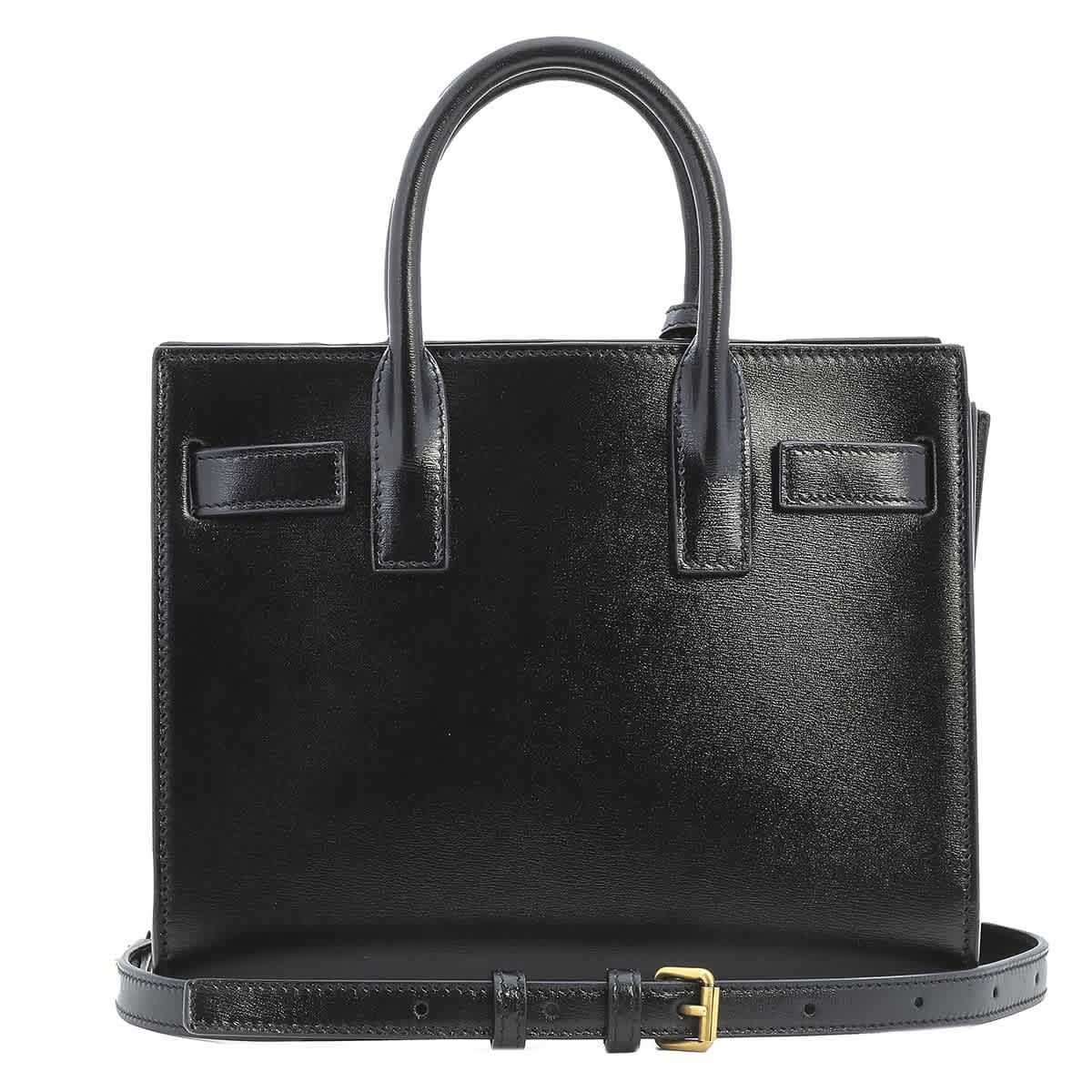 Saint Laurent Black Smooth Leather Sac De Jour Nano Tote Bag In Purple