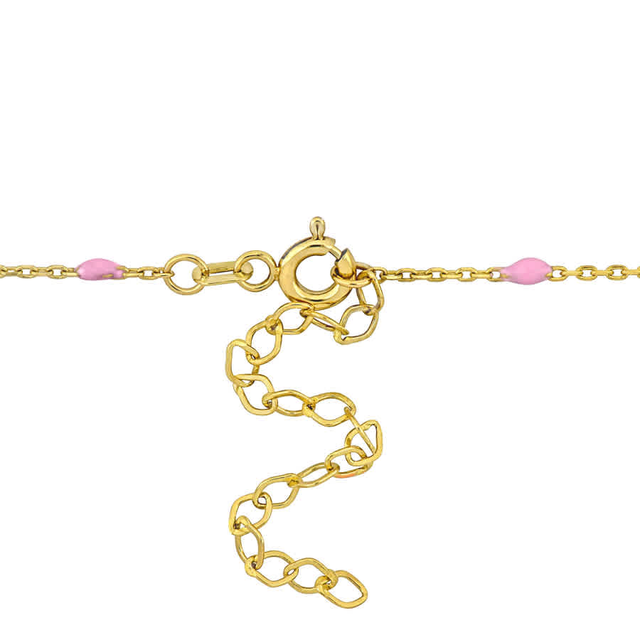 Shop Amour Pink Enamel Star Necklace In 14k Yellow Gold