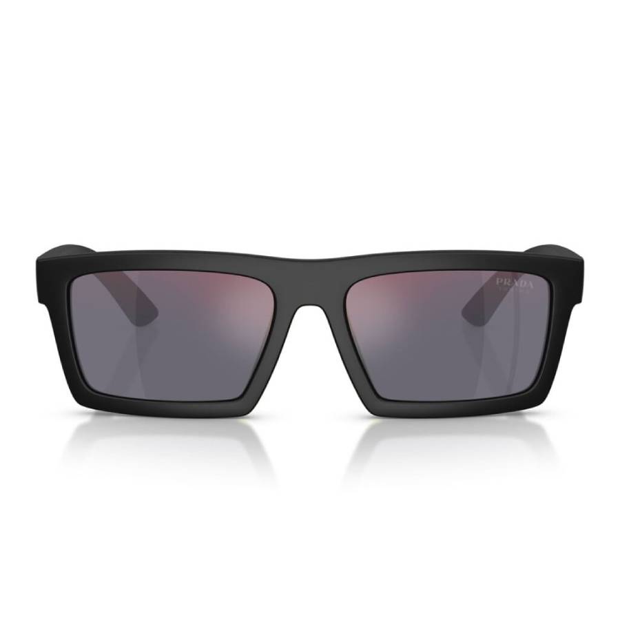 Prada Linea Rossa Tuning Dark Grey Mirror Red Rectangular Mens Sunglasses PS A07S 1BO10A 58