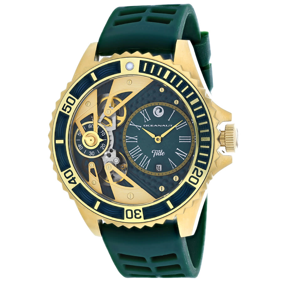Oceanaut Tide Quartz Green Dial Mens Watch Oc0995 In Gold Tone / Green / Yellow