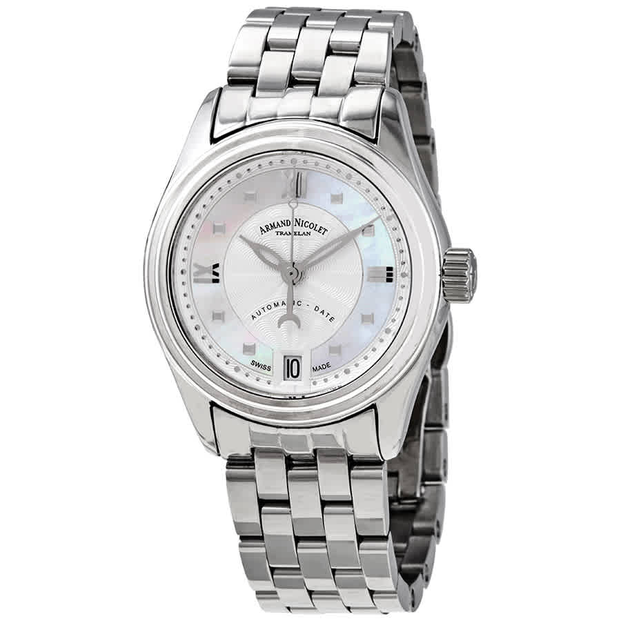 Armand Nicolet M03-2 Automatic Ladies Watch A151aaa-an-ma150 In Mother Of Pearl,silver Tone