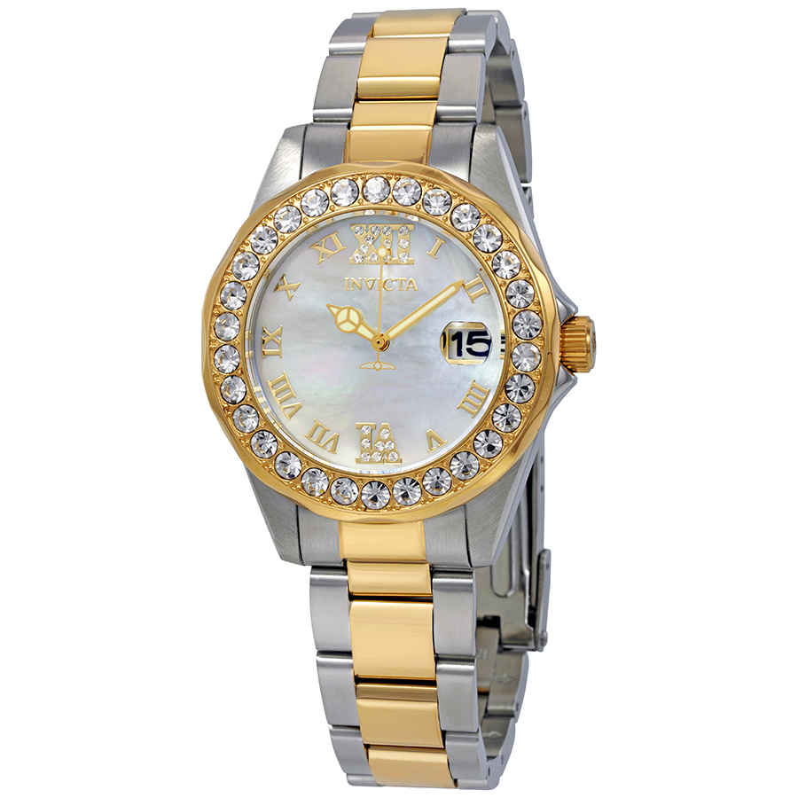 Invicta Sea Base Crystal Mother Of Pearl Dial Two-tone Ladies Watch 20391 In Gold Tone,mother Of Pearl,silver Tone,two Tone,yellow