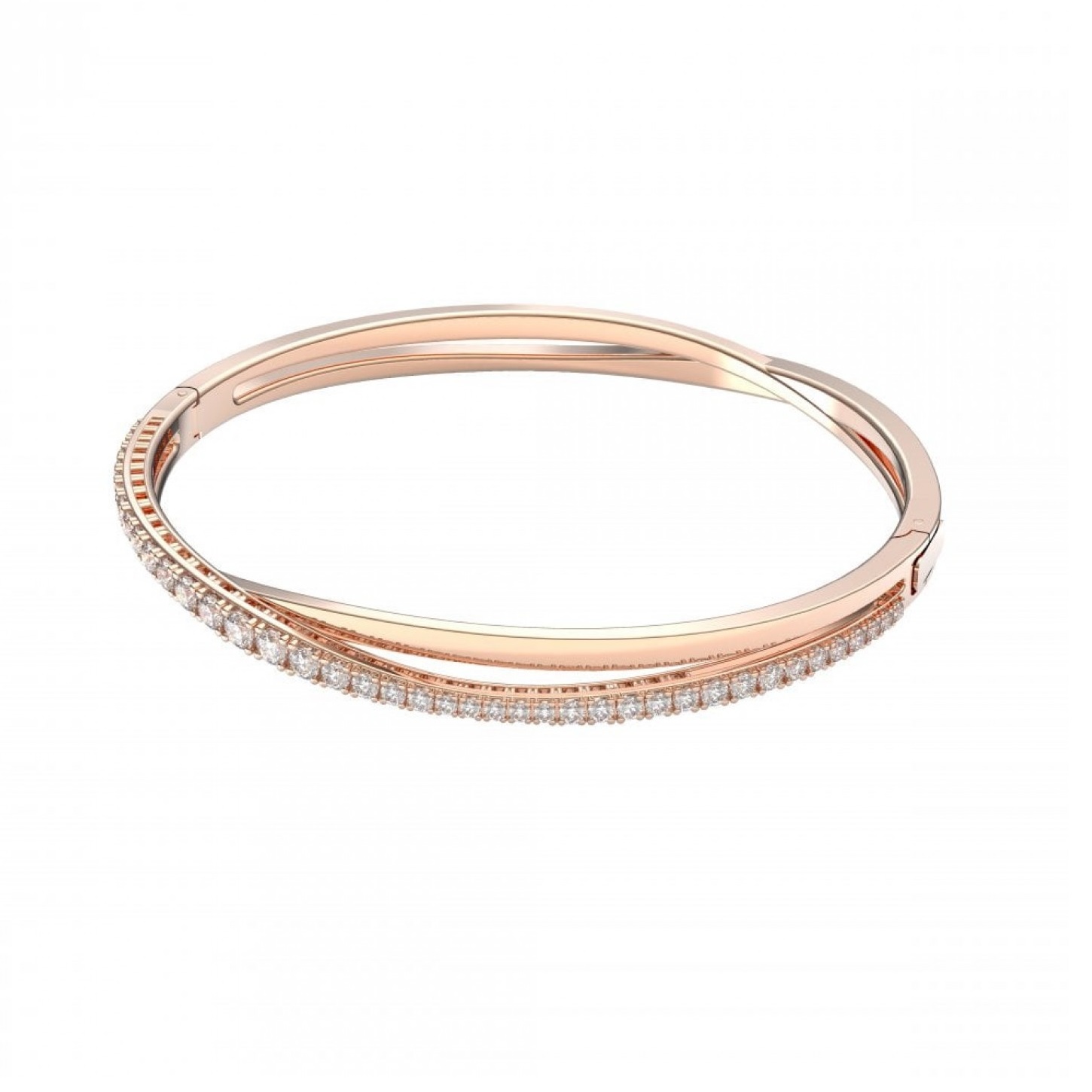 Swarovski Rose Gold-tone Crystal Intertwining Double-row Bangle Bracelet In Gold / Gold Tone / Rose / Rose Gold / Rose Gold Tone / White