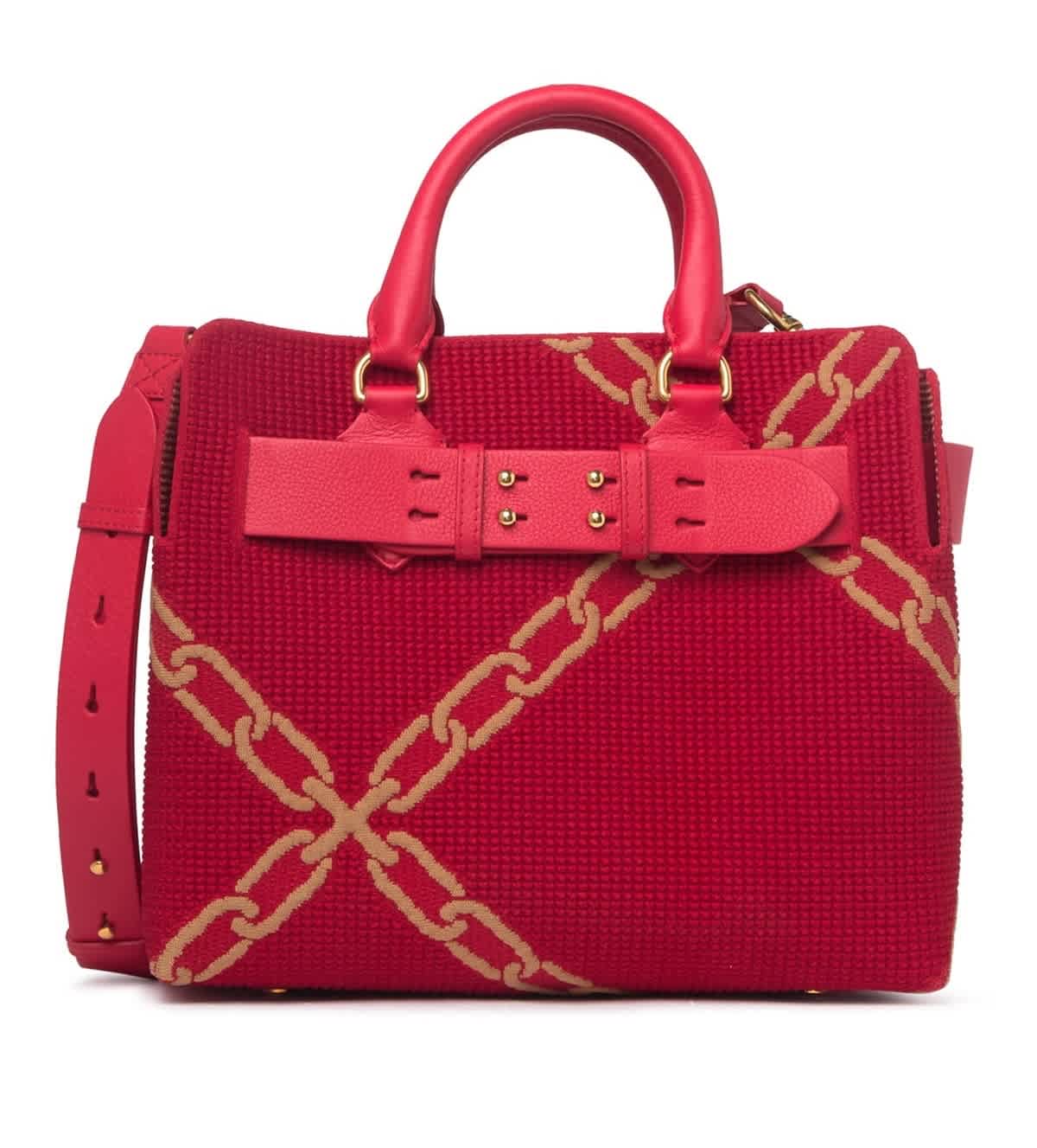 Burberry Small Knitted Link Belt Bag In Bright Red / Light Camel In Red,yellow