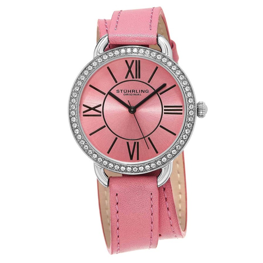 Stuhrling Original Vogue Pink Dial Ladies Watch M15337 In Black / Pink