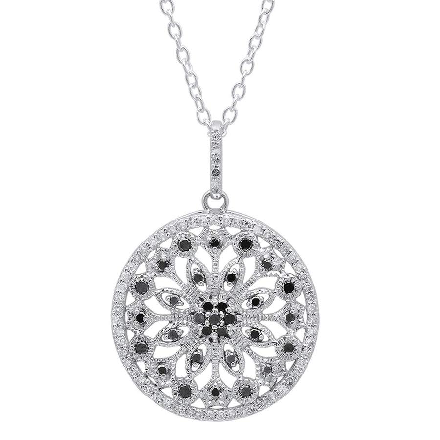 Dazzling Rock Dazzlingrock Collection 0.50 Carat (ctw) 10k Round Black & White Diamond Ladies Circle Pendant 1/2 C In Black,gold Tone,silver Tone,white