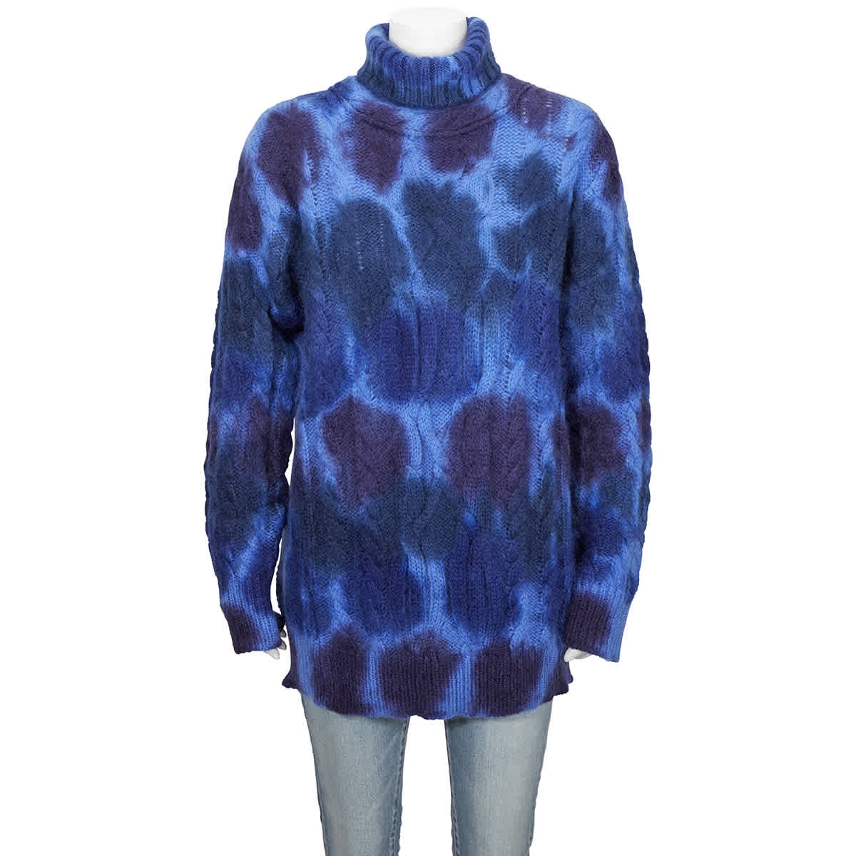 Moncler Maglione Tie-dye Turtleneck Jumper In Blue