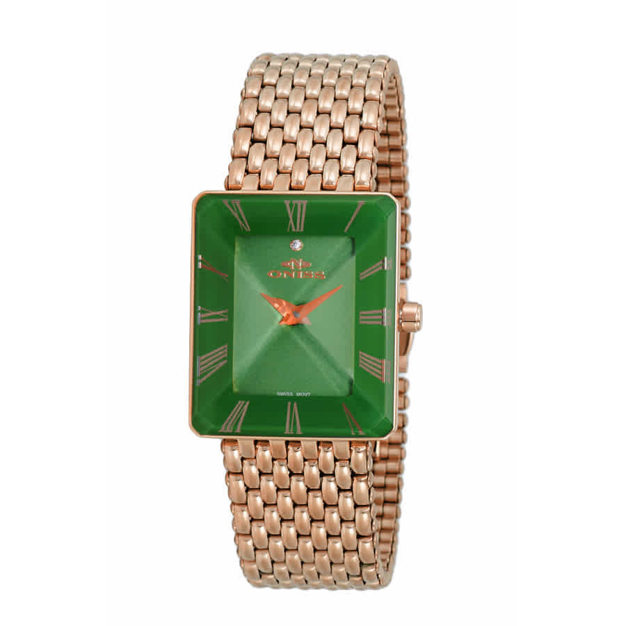 Oniss On4242 Greendial Ladies Watch Onj4242-033rggn In Gold Tone,green,pink,rose Gold Tone
