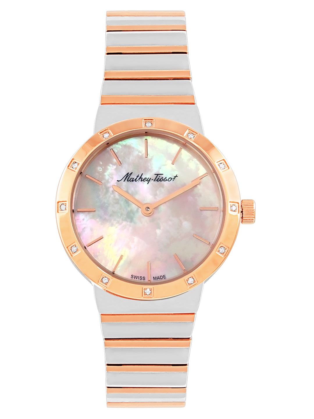 Click to view more detailed imagery on our partner's website Mathey-tissot Athena Mother Of Pearl Dial Ladies Watch D593sbi In Gold Tone,mother Of Pearl,pink,rose Gold Tone,silver Tone,two Tone