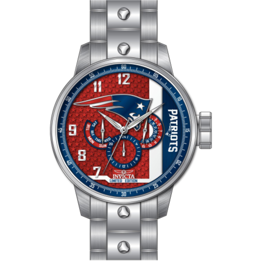 Invicta Nfl New England Patriots Gmt Quartz Mens Watch 45131 In Red   / Blue / White