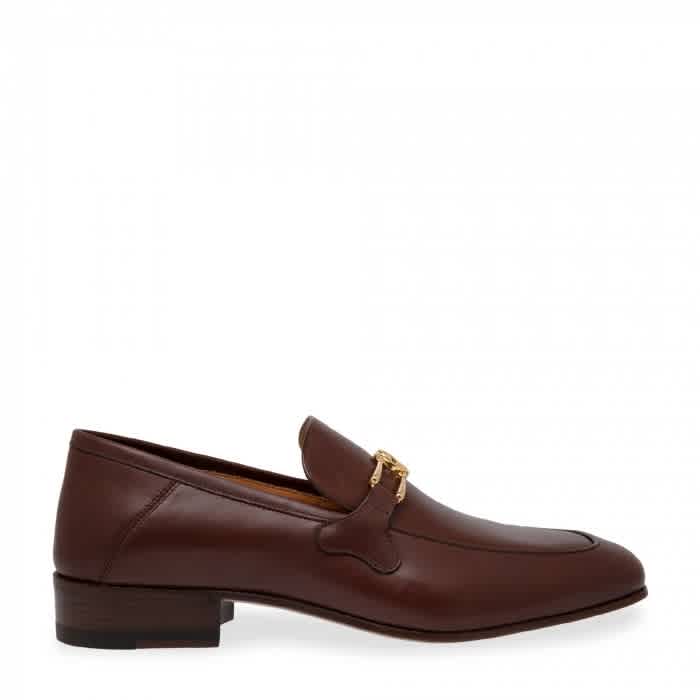 Gucci Brown Interlocking G Leather Loafers