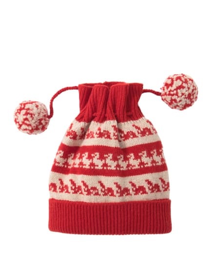 Burberry Drawstring Double Pompom Beanie In Red