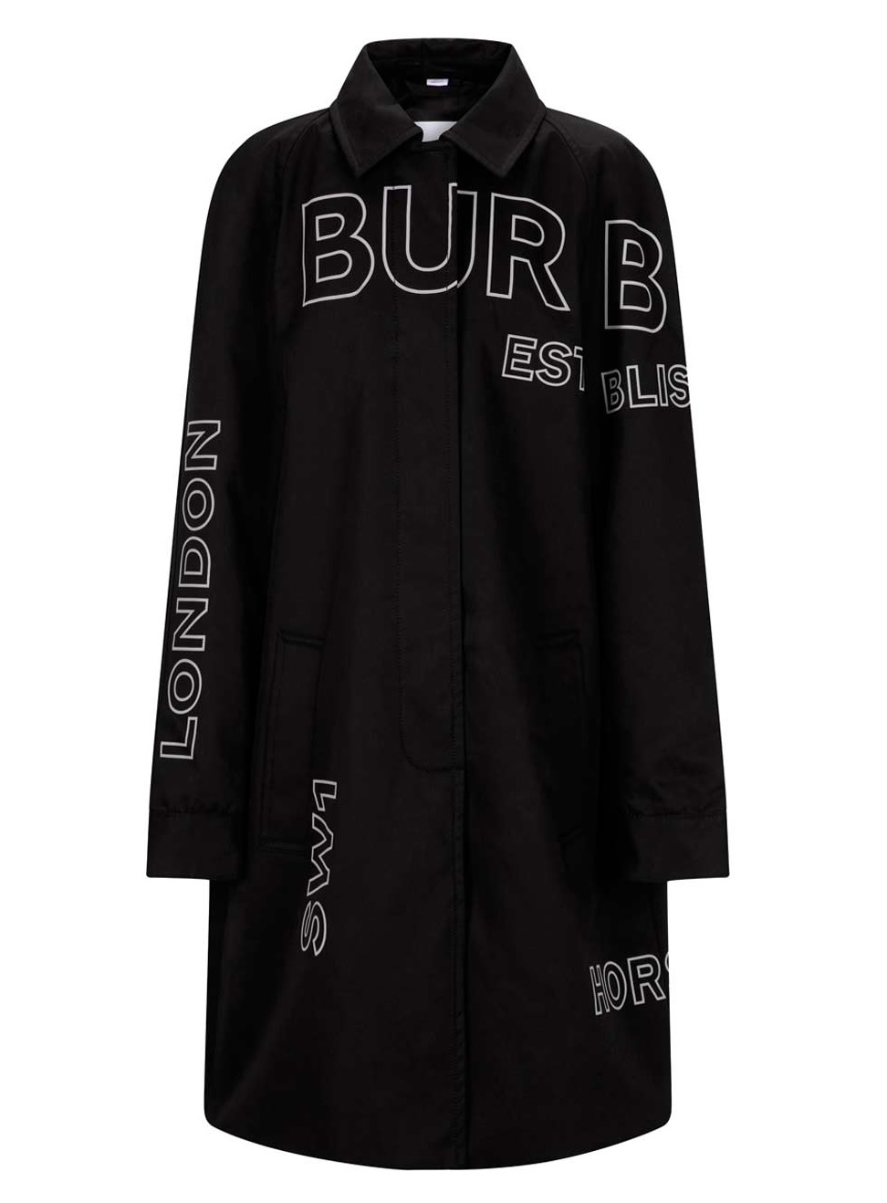 Burberry Kids Black Horseferry Print Cotton Twill Car Coat ModeSens