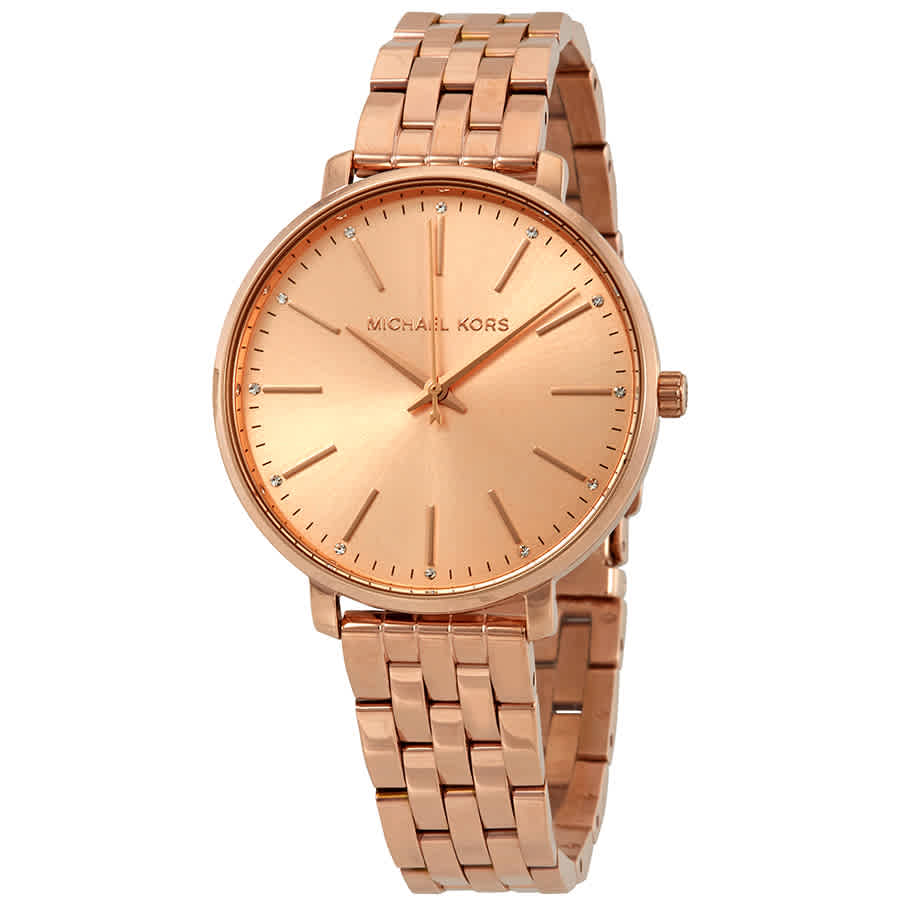 Click to view more detailed imagery on our partner's website Michael Kors Pyper Crystal Rose Dial Ladies Watch Mk3897 In Gold Tone,pink,rose Gold Tone