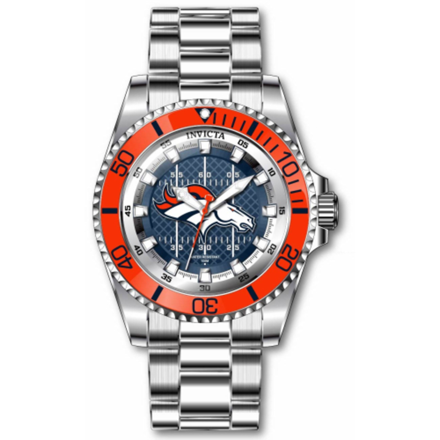 Invicta Nfl Denver Broncos Men Quartz Blue Dial Mens Watch 43329 In Blue / Orange / White