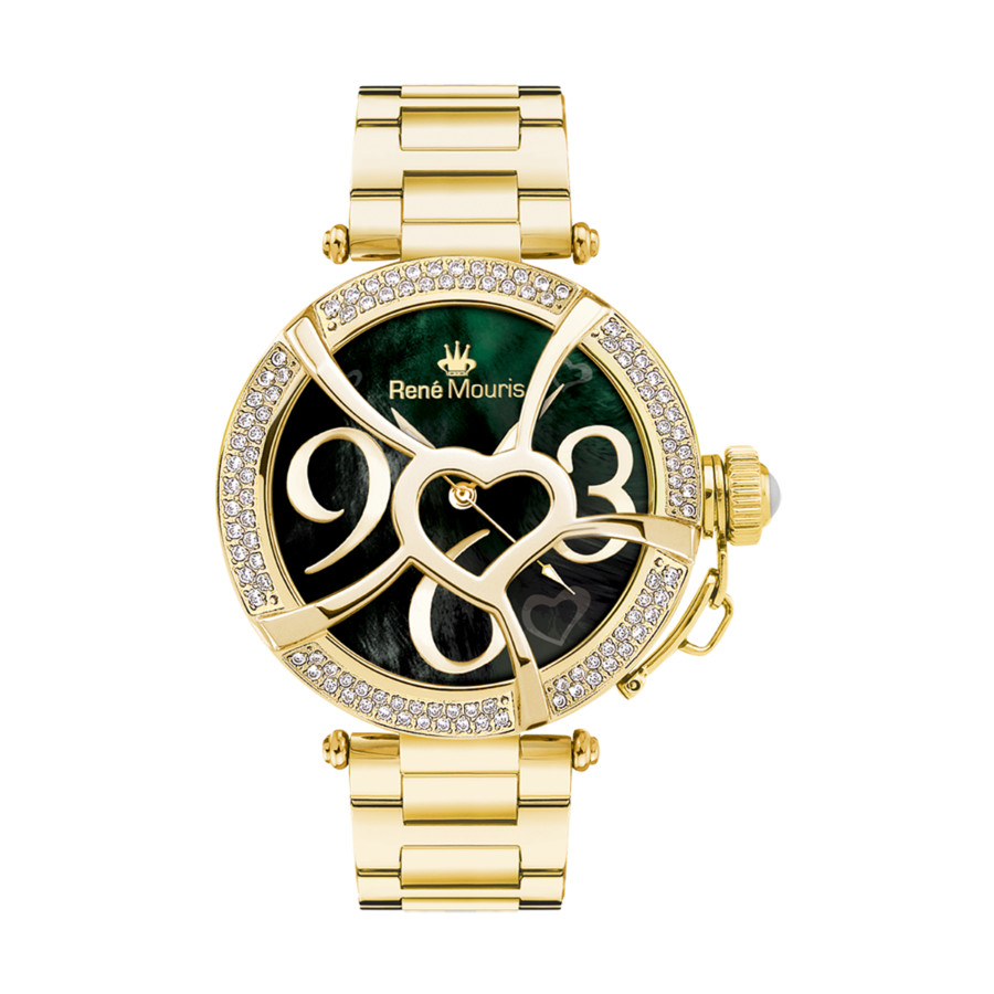 Click to view more detailed imagery on our partner's website Rene Mouris Coeur D'amour Mother Of Pearl Dial Ladies Watch 50103rm5 In Black,gold Tone,mother Of Pearl,white,yellow