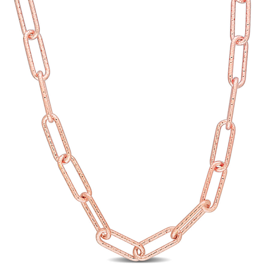 Amour Fancy Paperclip Chain Necklace In 18k Rose Gold Plated Sterling Silver In Rose Gold-tone