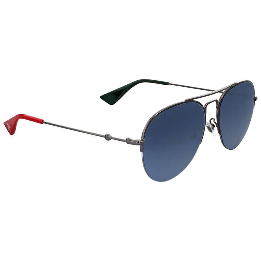 Gucci Silver Mirror Aviator Sunglasses In Grey,silver Tone