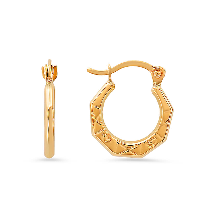 Kylie Harper 10k Yellow Gold Petite 12mm Diamond - Cut Huggy Hoop Earrings In Gold-tone