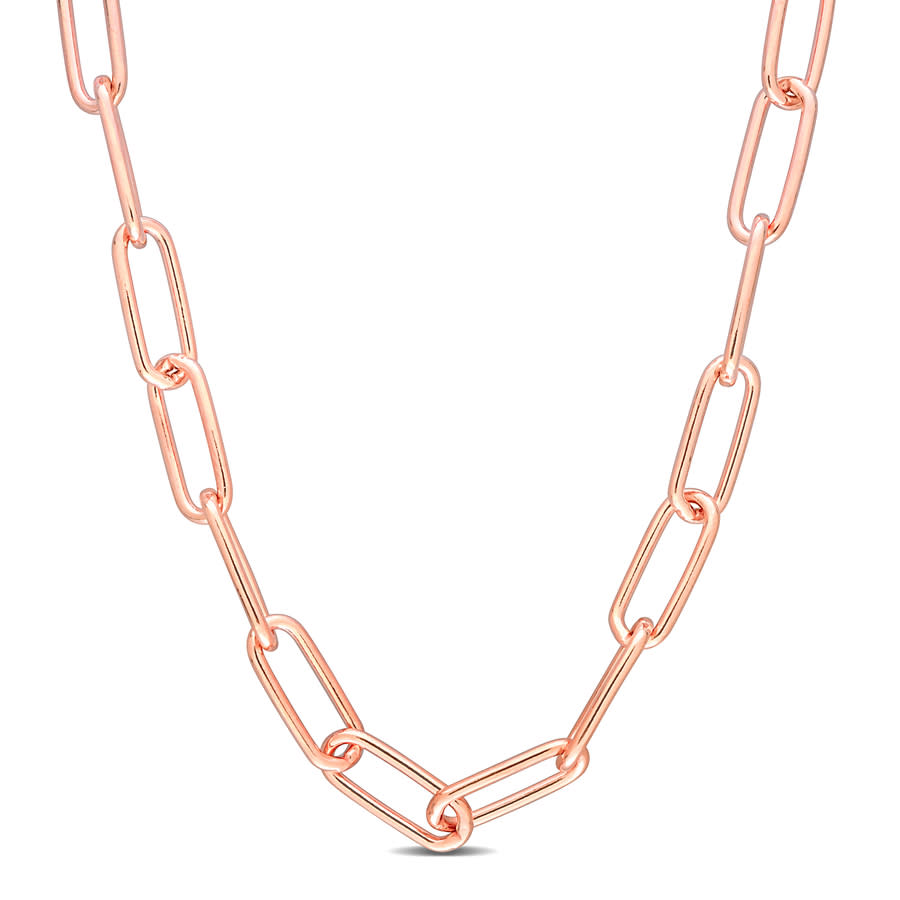 Amour Polished Paperclip Chain Necklace In 18k Rose Gold Plated Sterling Silver In Rose Gold-tone