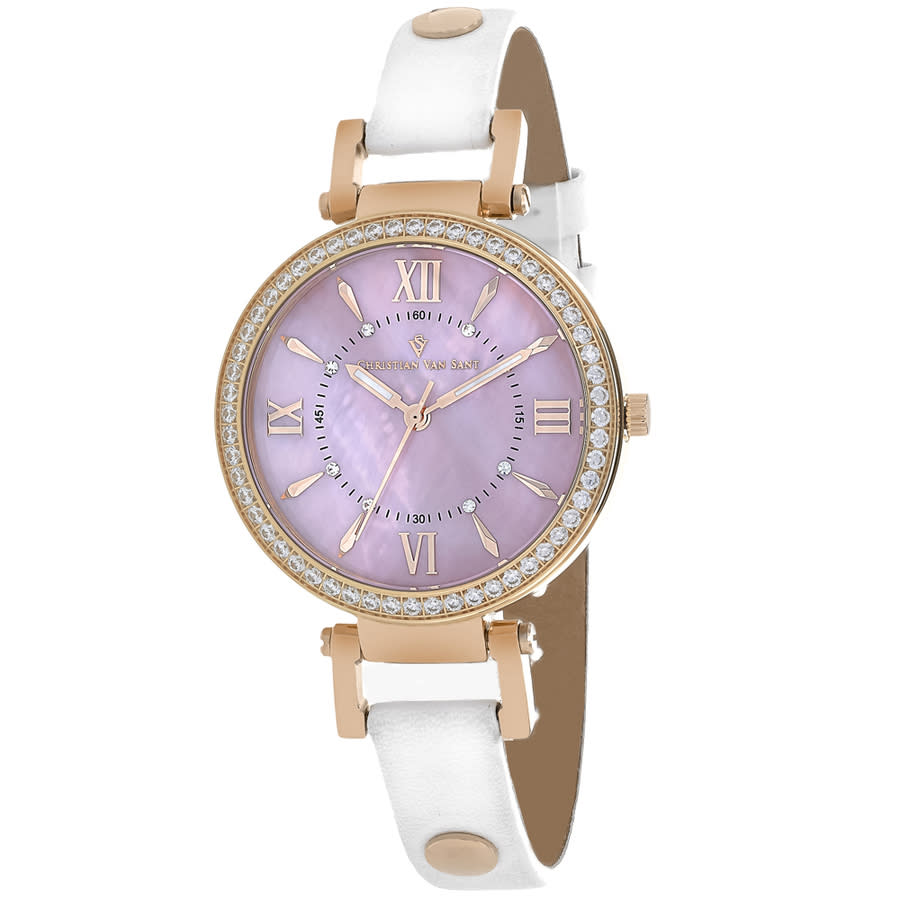 Christian Van Sant Petite Quartz Ladies Watch Cv8133 In Gold Tone,mother Of Pearl,pink,rose Gold Tone,white