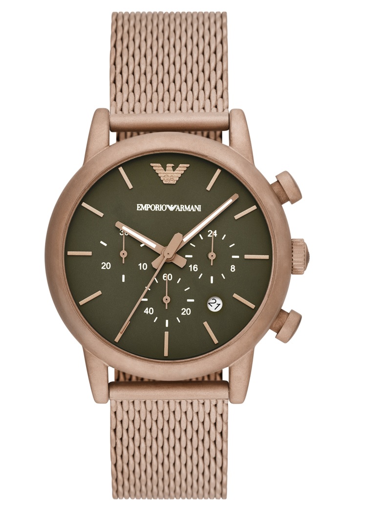 Emporio Armani Chronograph Quartz Green Dial Mens Watch Ar11428 In