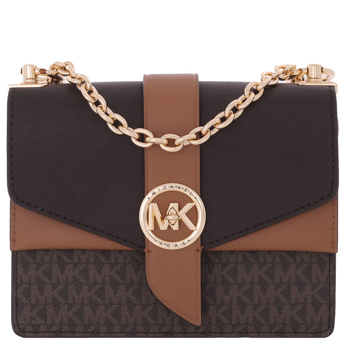 Michael Kors Ladies Greenwich Small Presbyopia Crossbody Bag - Brown/acorn In Brown/acorn