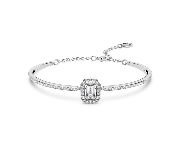 Swarovski Millenia White Rhodium Plated Octagon Cut Pave Bangle In White