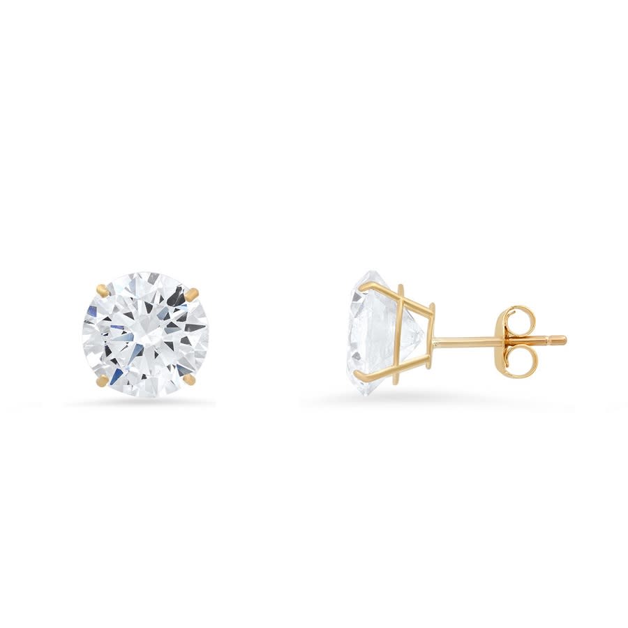 Kylie Harper 10k Yellow Gold 6mm Round-cut Cubic Zirconia Cz Stud Earrings In Gold-tone