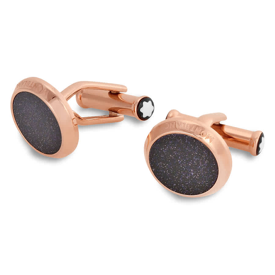 Montblanc Stainless Steel Cuff Links 112908 In Blue,gold Tone,pink,rose Gold Tone