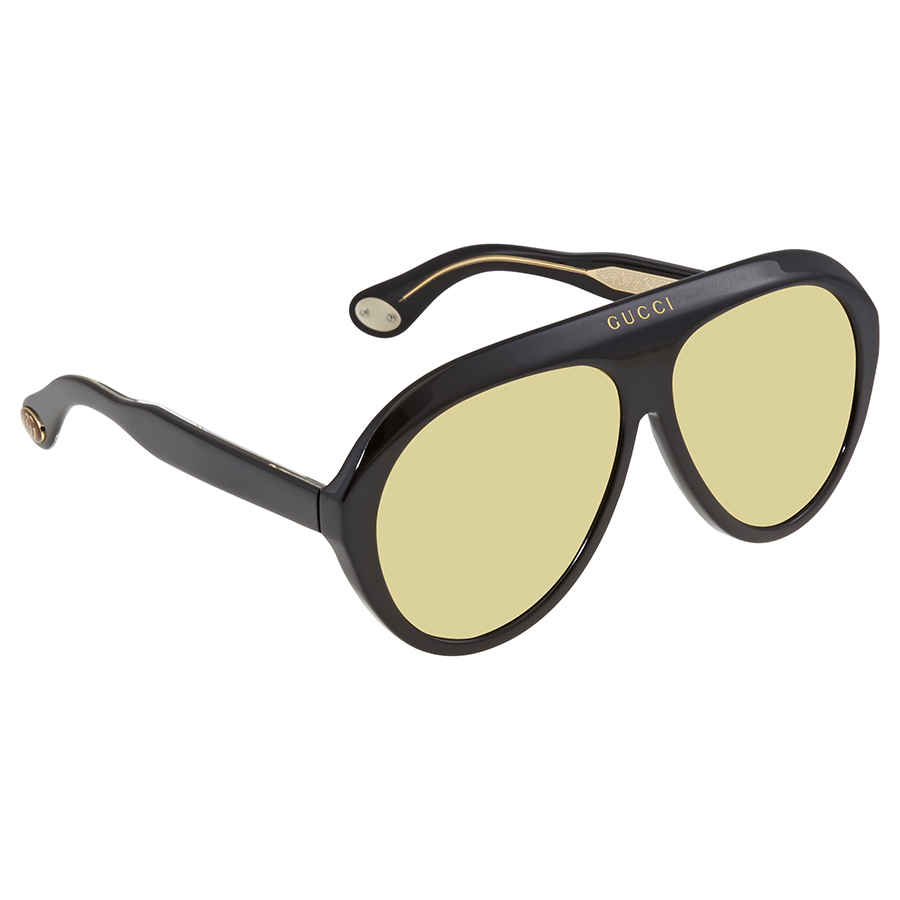 Gucci Yellow Round Mens Sunglasses Gg0479s 002 61 In Black,yellow