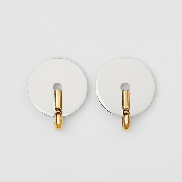 Burberry Ladies Alladium Gold-plated Disc Earrings In Palladio/light Gold