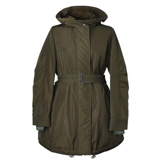 Burberry Ladies Dark Olivetaffeta Hooded Parka In Green