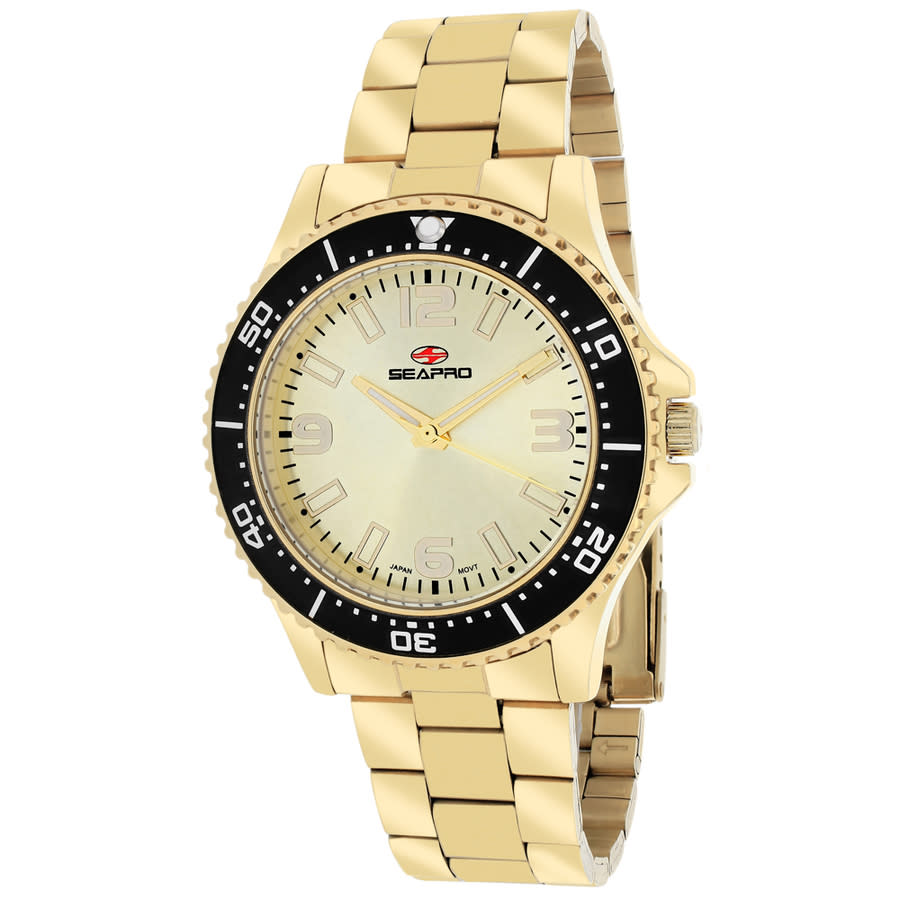 Shop Seapro Tideway Quartz Gold Dial Ladies Watch Sp5413 In Black / Gold / Gold Tone / Yellow