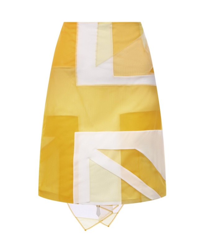 Burberry Flag Intarsia Tulle And Silk Skirt In Pale Tulip Yellow
