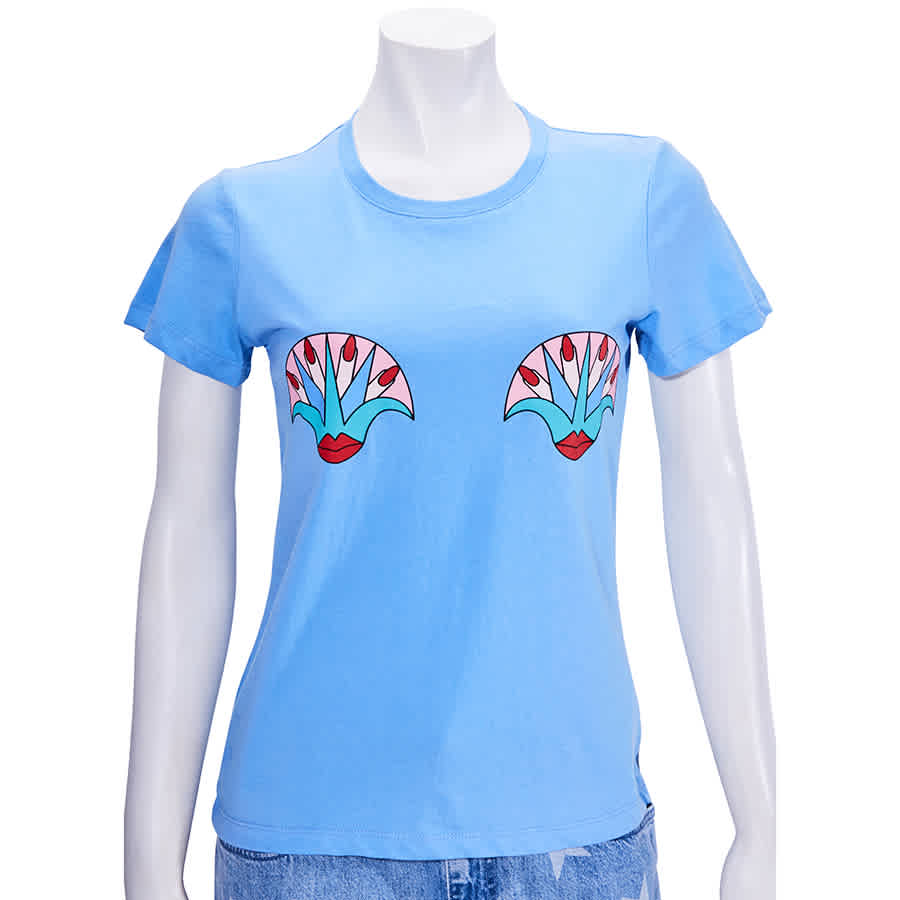 Yazbukey Ladies T-shirt Light Blue Kiss My Lotus T-shirt In Light Blue