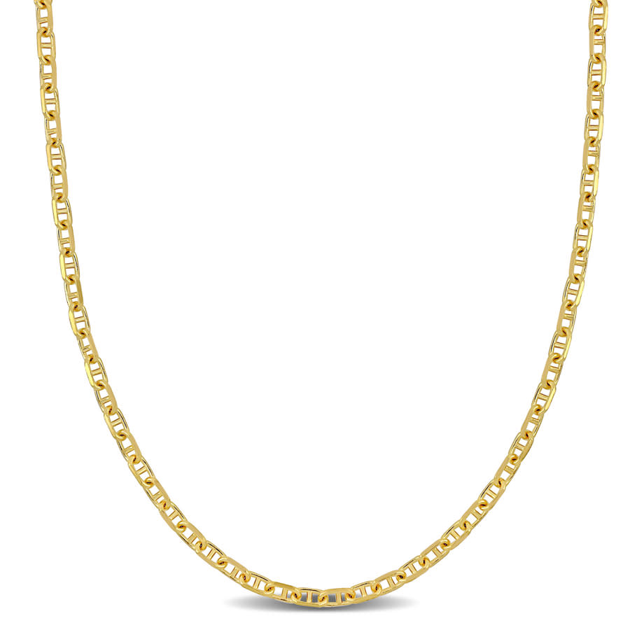 Amour 3mm Mariner Link Necklace With Chain In 14k Yellow Gold