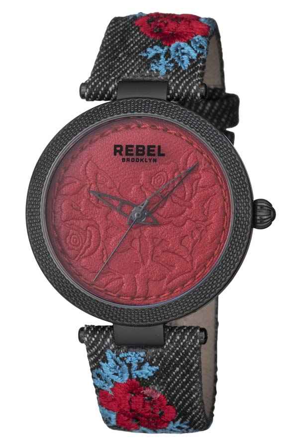 Rebel Carroll Gardens Burgundy Dial Ladies Watch Rb112-6181 In Black / Burgundy / Skeleton