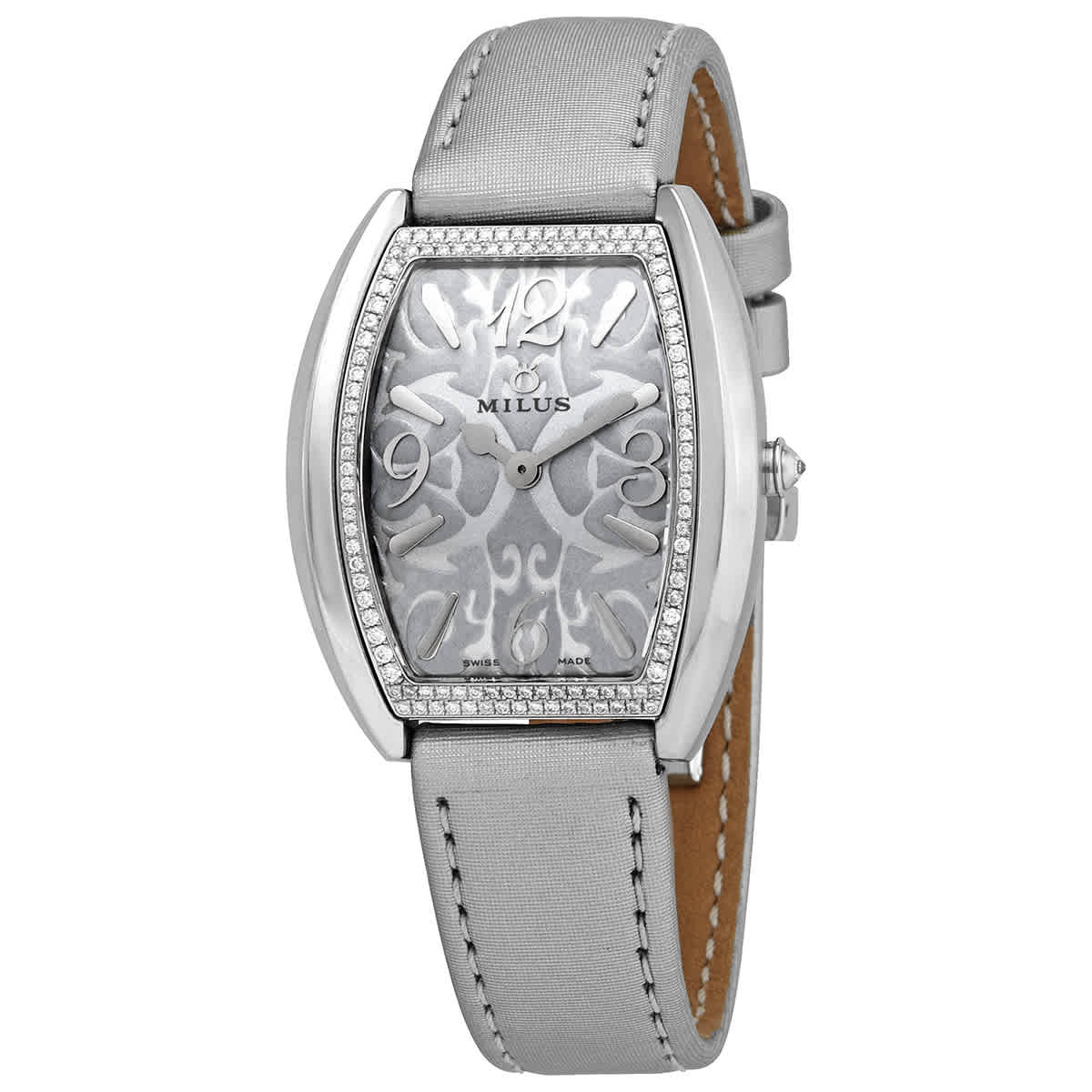 Milus Diamond Grey Dial Ladies Watch Cir014 In Grey,silver Tone