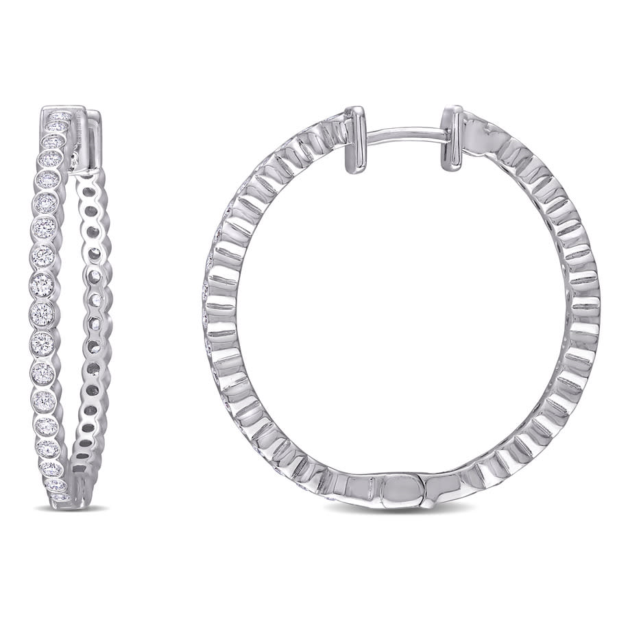 Amour 4/5 Ct Tw Diamond Vintage Hoop Earrings In 14k White Gold