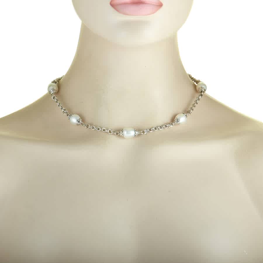 Shop Scott Kay Sterling Silver And Pearl Chain Necklace In Multi-color