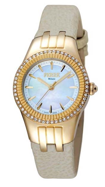 Ferre Milano Silver Dial Ladies Watch Fm1l089l0021 In Cream / Gold Tone / Silver