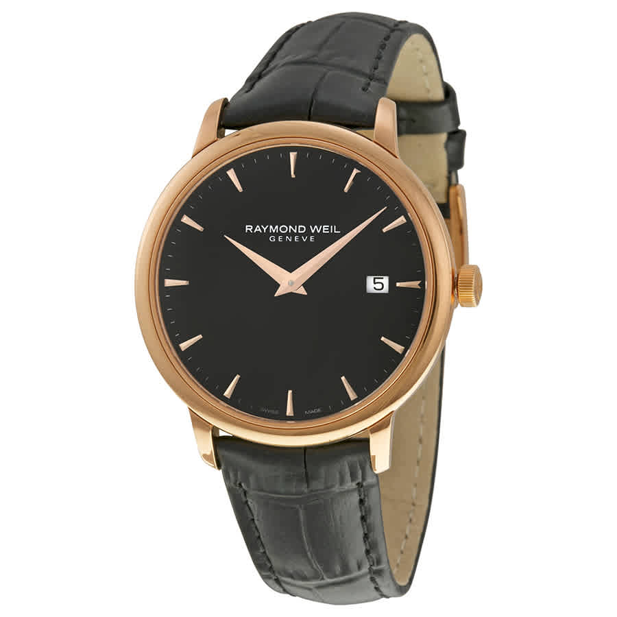 RAYMOND WEIL TOCCATA BLACK DIAL BLACK LEATHER MENS WATCH 5488-PC5-20001