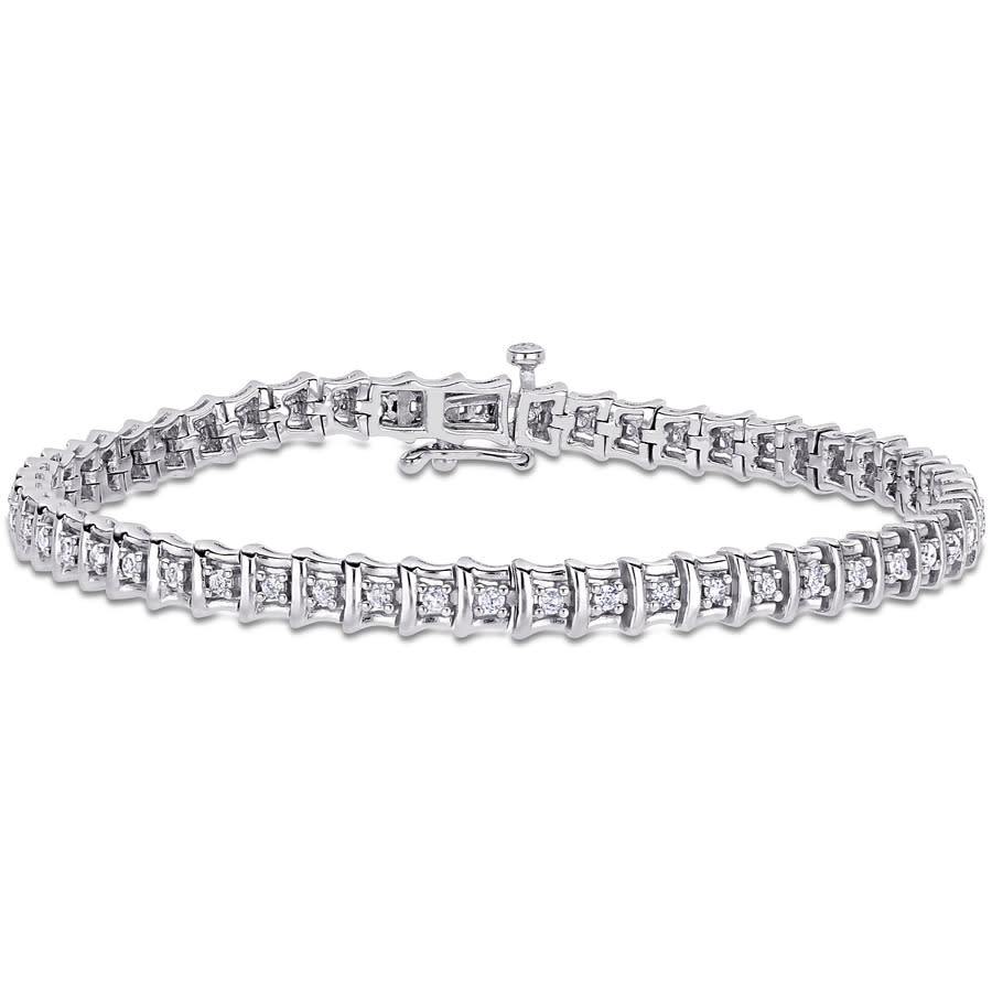 Amour Sterling Silver 1 Ct Tdw Diamond Bracelet In White