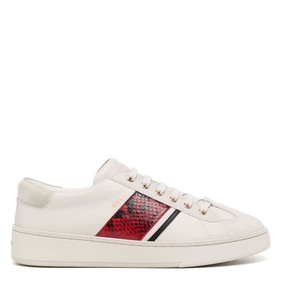 Bally Panelled Low-top Leather Sneakers In Dustywhite/deepruby