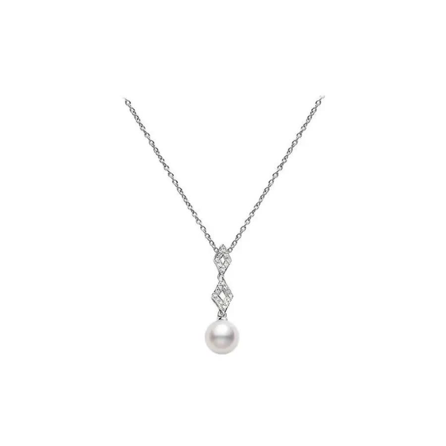 Mikimoto Akoya 8.5mm A+ Cultured Pearl And Diamonds Pendent Ppa458dw In Yellow