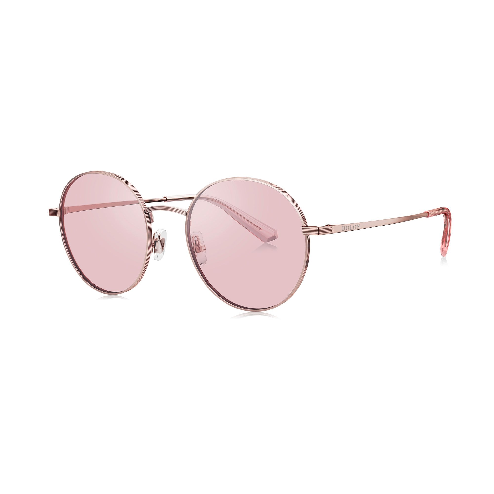 Bolon Jennie Pink Photochromatic Round Ladies Sunglasses Bl7089 E31 53 In Gold Tonepinkrose 