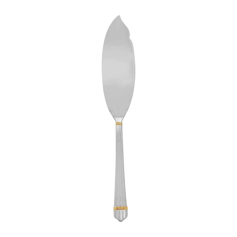 Christofle Silver Plated Aria Gold Fish Serving Knife 1022-079 In Gold / Silver